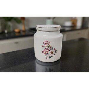Vintage 1970's House Of Webster - "Wild Briar Rose" Pattern Ceramic Canister wit